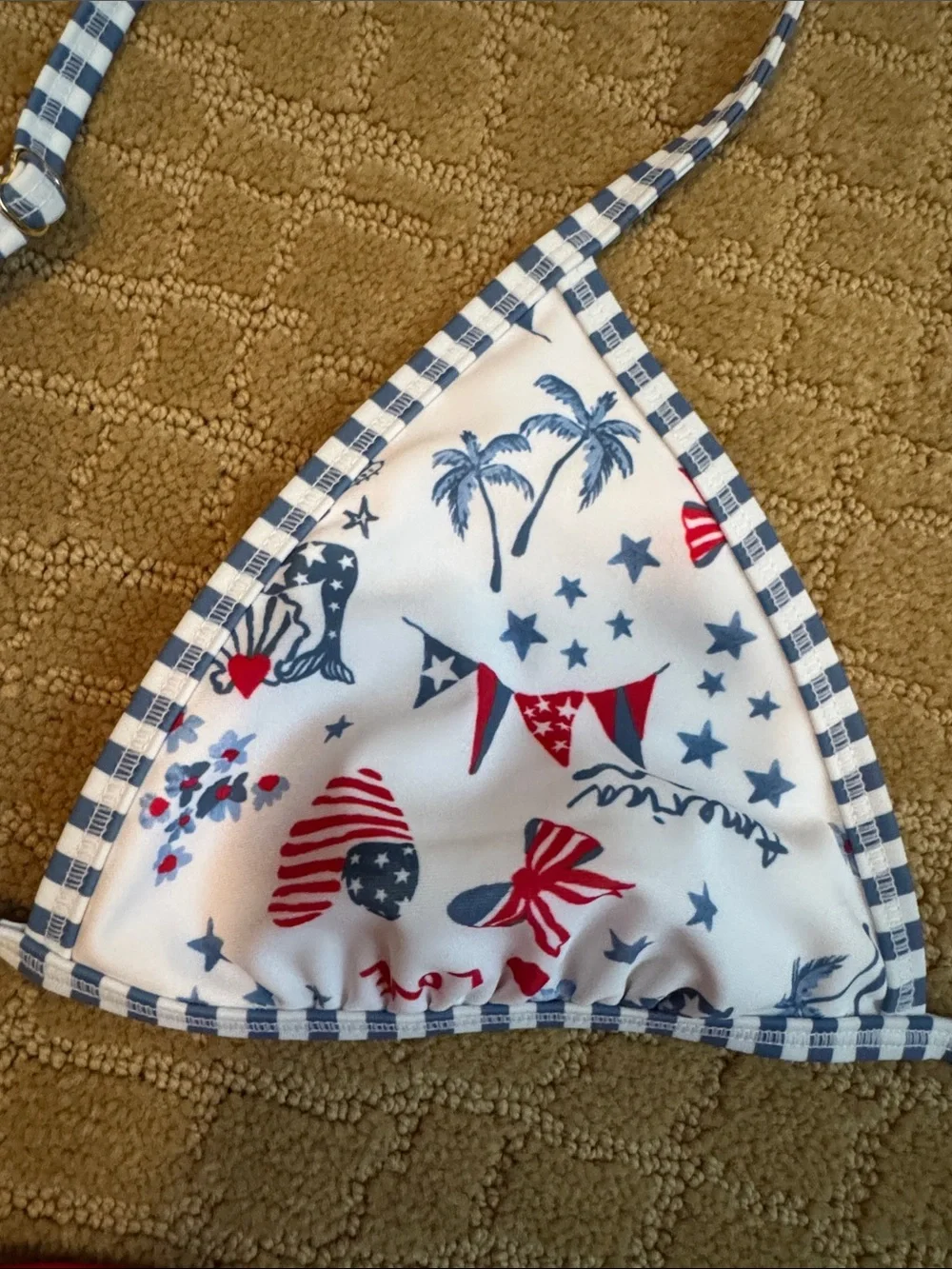 No Boundaries White Floral Triangle Bikini Top & Red Swim Shorts